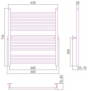 Полотенцесушитель водяной Стилье Универсал-53 800x600